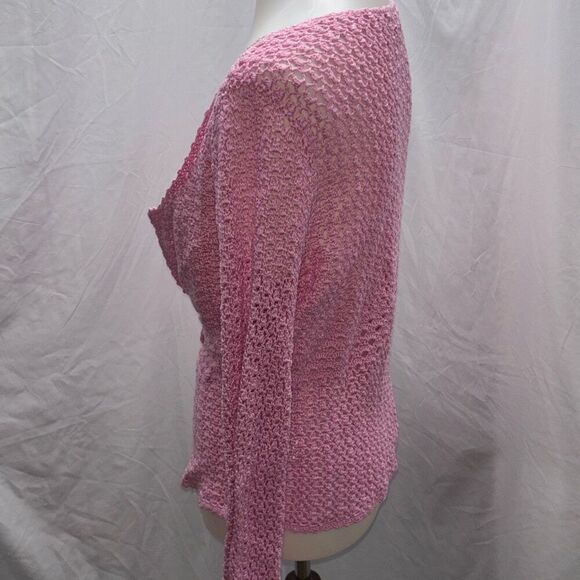 Lilly Pulitzer Crochet/Lace boho Hibiscus pink sweater cardigan S - Picture 4 of 9